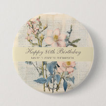 Botanischer Vintaqe Wildblume 80. Geburtstag