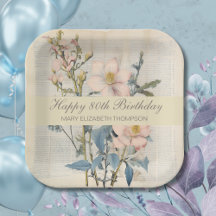 Botanischer Vintaqe Wildblume 80. Geburtstag