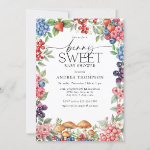 Botanischer Wald   Berry Sweet Baby Shower Einladung
