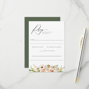 Botanischer Wald Floral Wedding Food Allergie UAwg RSVP Karte