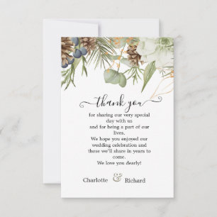 Botanischer Wald mit Pinecones Hochzeit Dankeskarte