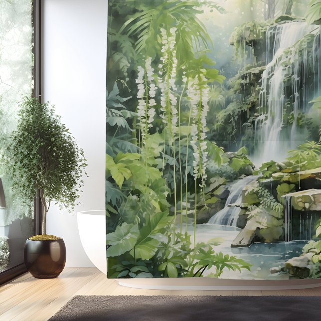 Botanischer Wasserfall Oase Duschvorhang (Von Creator hochgeladen)
