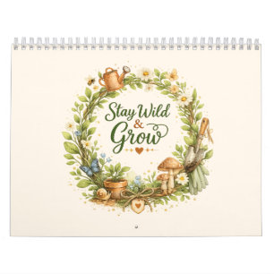 Botanischer Wasserfarben-Blumenkranz Inspirierend Kalender