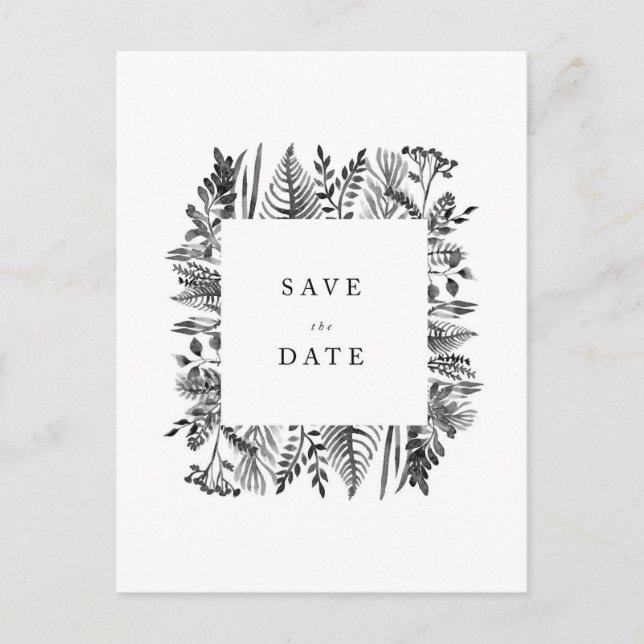 Botanischer Watercolor Save the Date Ankündigungspostkarte (Vorderseite)