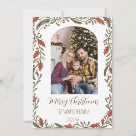 Botanischer Weihnachtsbogen - Foto für die Familie Feiertagskarte