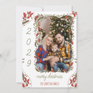 Botanischer Weihnachtskranz - Foto der 1. Familie Feiertagskarte