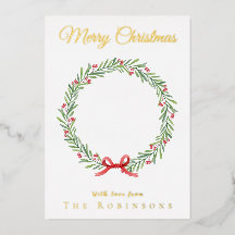 Botanischer Weihnachtskranz modern goldene Schrift