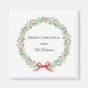 Botanischer Weihnachtskranz moderne Schrift Magnet