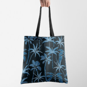 Botanischer Wind: Handillustrierte Palme Navyblau Tasche