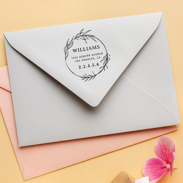 Botanischer Wreath Fett-Rücksendeadresse Permastempel (Von Creator hochgeladen)