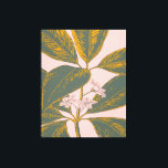 Botanischer Zeichn an der Frontseite Rosa und Grün Leinwanddruck<br><div class="desc">Eine schöne Blumenbilderin eines tropischen Bananenpalmenblattes in Grün und Gelb auf einem rot-rosa Hintergrund</div>