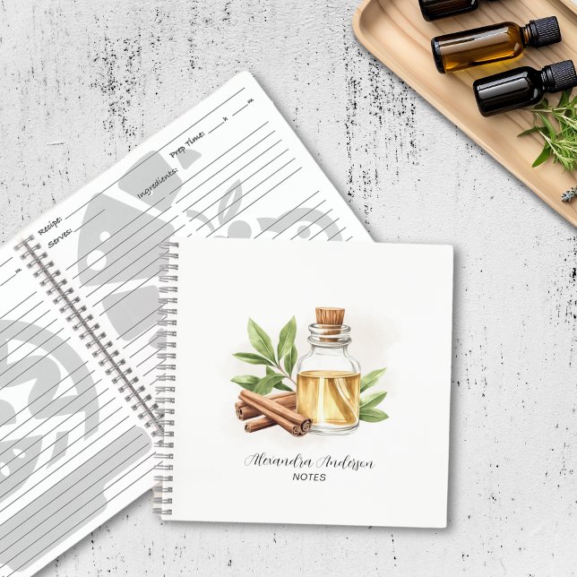 Botanischer Zimt Essenzielle Öle Wasserfarbe Notizbuch (Botanical Cinnamon Essential Oils Watercolor Notebook)