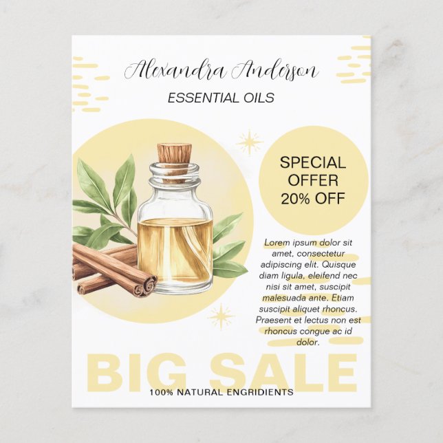 Botanischer Zimt Essenzielles Öl Wasserfarben Flyer (Vorne)