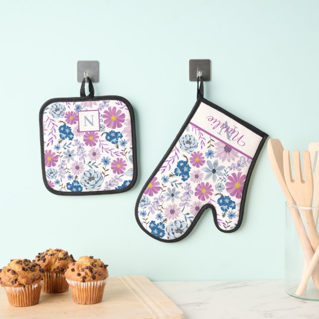 botanischer Zuhause-Koch-Küchenschutz Ofenhandschuh & Topflappen-Set (Insitu (Hängend))