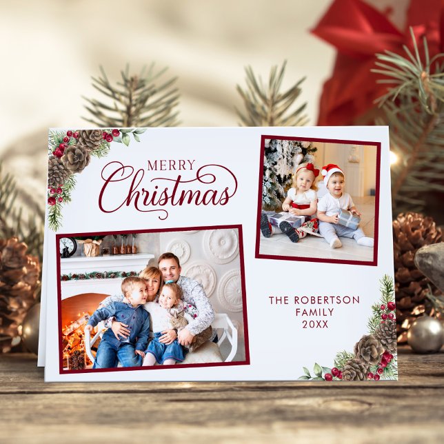 Botanisches 2-Foto Weihnachten Wasserfarbe Elegant (Von Creator hochgeladen)