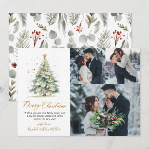 Botanisches 3-Foto-Weihnachtsbaum Feiertagskarte