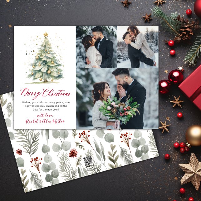 Botanisches 3-Foto-Weihnachtsbaum Feiertagskarte (Von Creator hochgeladen)