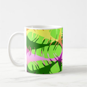BOTANISCHES ABSTRACT BANANENBLÄTTER  KAFFEETASSE