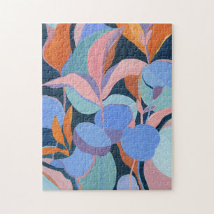 Botanisches abstraktes Wassermalerei-Puzzle