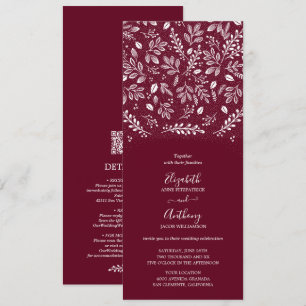 Botanisches All in one Burgund Hochzeitseinladung Einladung