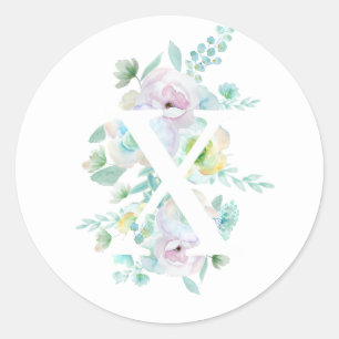 Botanisches Alphabet X grün und violett Runder Aufkleber