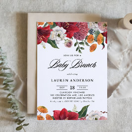 Botanisches Amaryllis und Mums Floral Baby Brunch Einladung