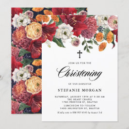 Botanisches Amaryllis und Mums florales Christenin Einladung