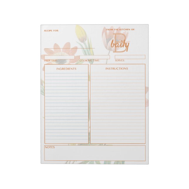 Botanisches Anemone angepasstes Rezept Notepad Notizblock (Rotiert)