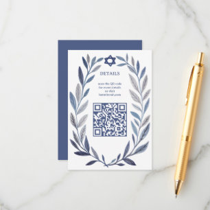 Botanisches Aquarell CUSTOM QR Bar Mitzwa Begleitkarte