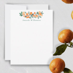 Botanisches Aquarell Orange Persönliches Schreibwa Mitteilungskarte