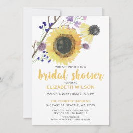 Botanisches Aquarell Sonnenblumen Brautparty Einladung
