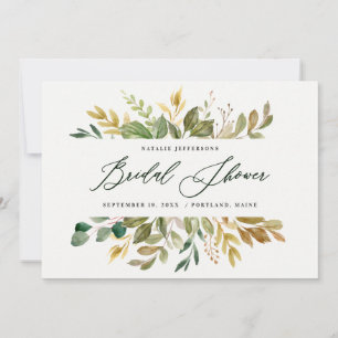 Botanisches Aquarellgold-Brautparty Einladung