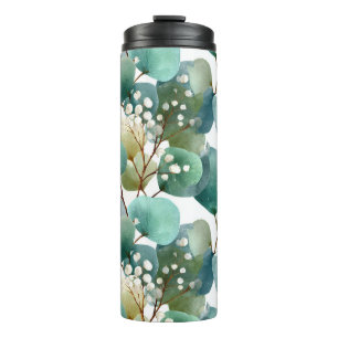 Botanisches Aquarellmuster: Nahtloser Hintergrund Thermosbecher