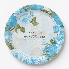 Botanisches Baby Blue Floral Design Pappteller