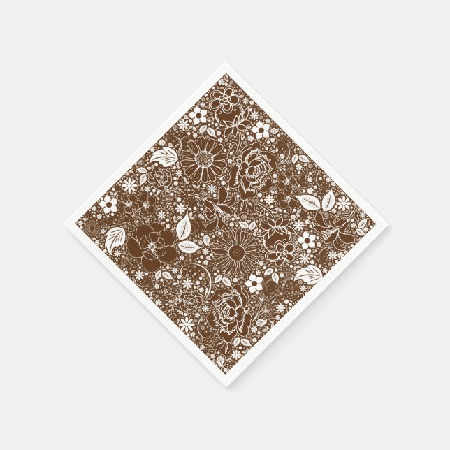 Botanisches Beauties Brown Paper Party Napkins Serviette (Ecke)