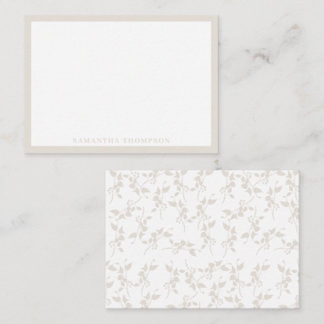 Botanisches Beige Dekorationsmuster Mitteilungskarte (Vorne/Hinten)