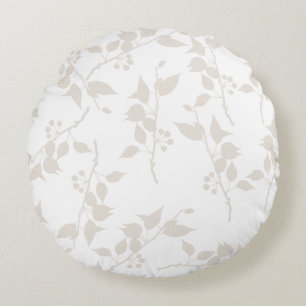 Botanisches Beige Dekorationsmuster Rundes Kissen