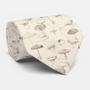 Botanisches Beige-Wald-Pilzmuster Krawatte