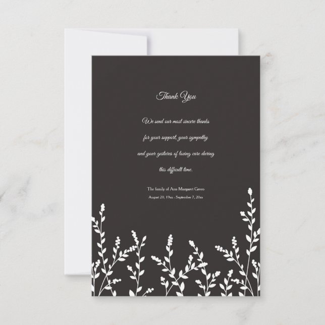 Botanisches Beileid Danke Karte (Vorderseite)