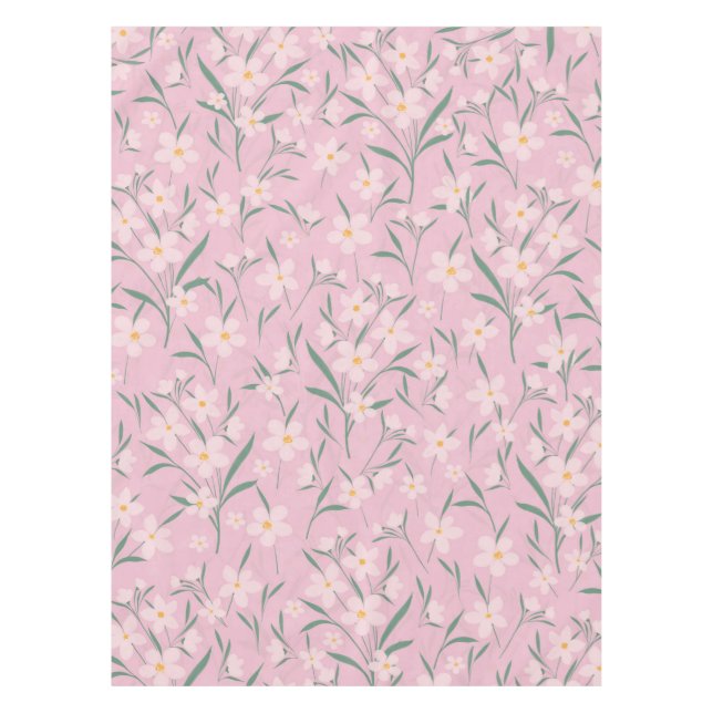 Botanisches, blassrosa, rosafarbenes Design Tischdecke (Vorderseite)