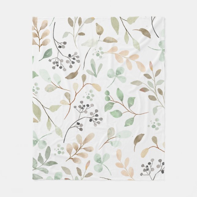 Botanisches Blätter Fleece-Decke Fleecedecke (Vorderseite)