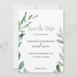 Botanisches Blätter mit Aquarellfarben Save the Da Save The Date