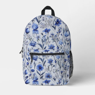 Botanisches blaues Blumenmuster Bedruckter Rucksack