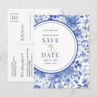 Botanisches blaues Chinoiserie Hochzeit Sichern