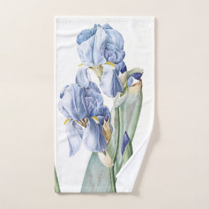 Botanisches blaues Iris-Blumen-Kunst-Bad-Tuch-Set Badhandtuch Set