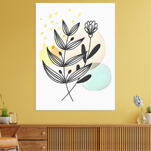 Botanisches Bliss - Minimalistische Blumenkunst Leinwanddruck