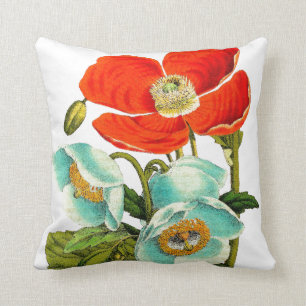 Botanisches Blumen-Mohnblumenthrow-mit Kissen