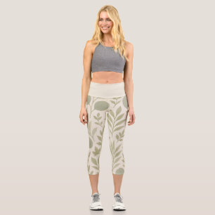 Botanisches Blumen nahtloses Muster Luxus Yoga Capri Leggings