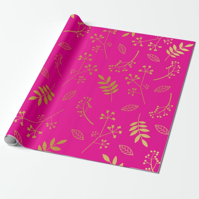 Botanisches BlumenBlätter-Imitat-Goldfolien-heißes Geschenkpapier (Ungerollt)