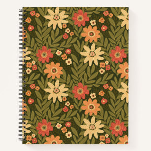 Botanisches Blumendesign in Erdtönen Notizbuch